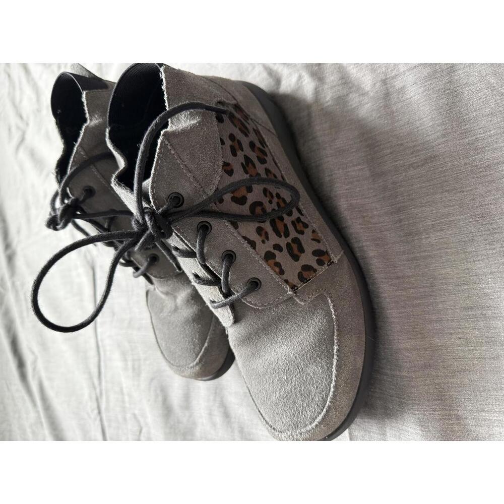Hotter Marie Womens Boots Urban Grey Leopard Suede Size 7.5